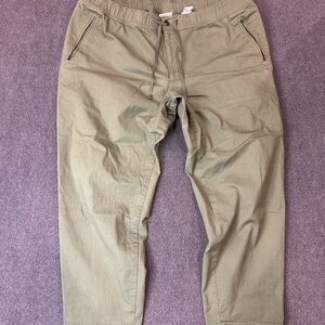 L.L. Bean Twill Jogger Pants Mens XL Green Drawstring 515127 Pockets 26” Chino
